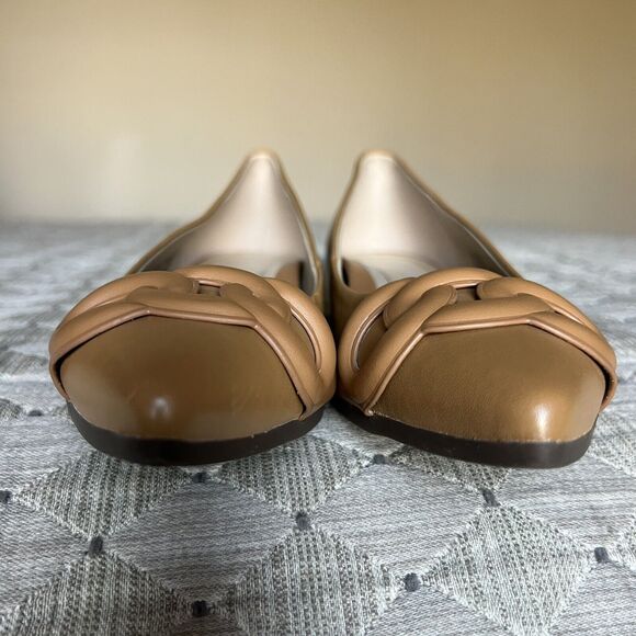 Vionic Arielle Caramel Tan Leather Flats Women’s 6 Pointed Toe Comfort Slip Ons - Picture 10 of 16